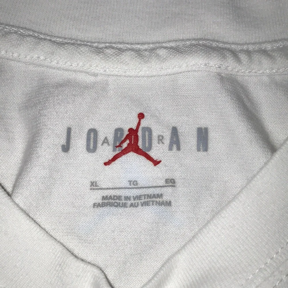Nike White T-Shirt with Blue Air Jordan Sneaker Graphic